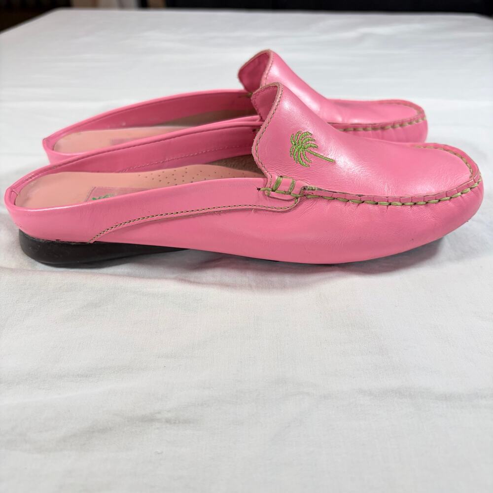 Lilly Pulitzer Womens pink leather loafer mules. Size 6M. preppy resort vacation - Picture 2 of 7